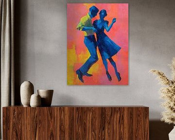 Tanzende Männer Frauen | Freudige Schritte unter bunten Lichtern von Wunderbare Kunst