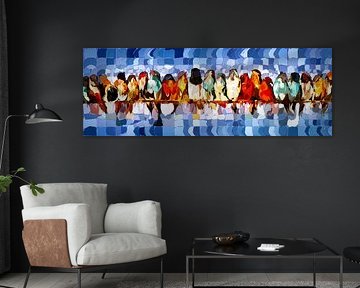 Abstract Colourful Birds on the Wire by Arjen Roos
