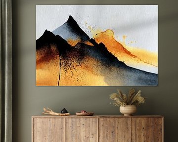 Golden Black Minimalist Mountain Landscape