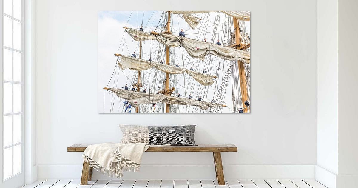 Canvas Schilderij 160x120 Cm - Wanddecoratie Schepen In De Haven Van Volendam 160x120 Cm Wanddecoratie Xxl