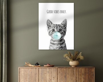 Coole Katze - Good Vibes Only - türkis