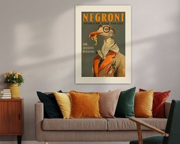 Vintage Art Deco Negroni Poster van een chique zeemeeuw van The Whiskey Ginger