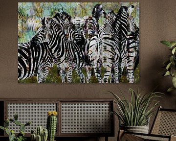 Collage numérique avec des zèbres sur Ton Kuijpers
