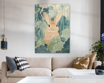 Hare in the forest of leaves by Niklas Maximilian