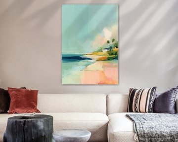 Gentle beach with palm house by Niklas Maximilian