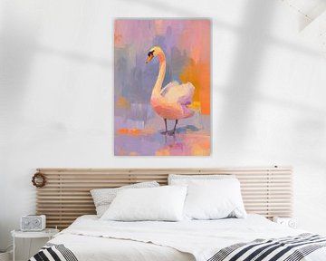 White swan in a play of colours by Niklas Maximilian