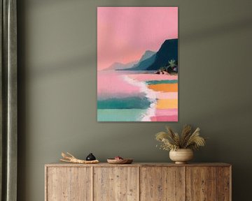 Pastel beach with palm trees by Niklas Maximilian