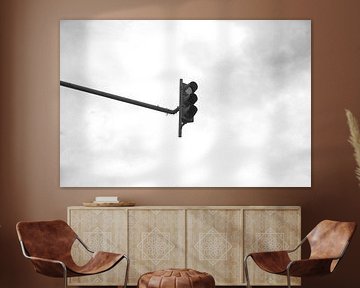 a black and white traffic light by Galuh Pambuka