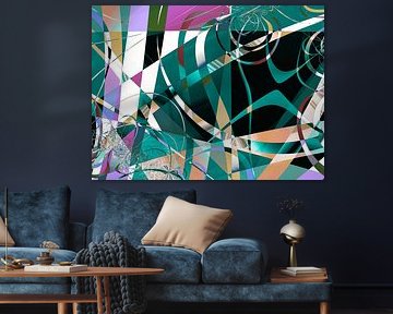 Dancing geometric shapes with green