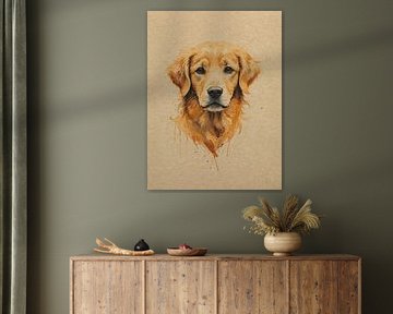 Watercolour portrait of a Golden Retriever by Hilde Remerie Photography and digital art