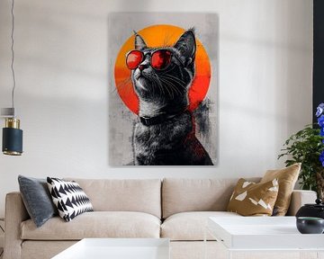 Cool Cat with Red Sunglasses