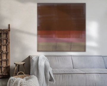 Brown, neon pink, white. Abstract colorful painting inspired by Mark Rothko by Dina Dankers
