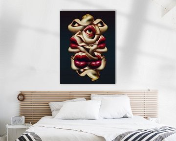 Surreal Abstract Faces Bold Expressionist Digital Sculpture Print by Ramy Salah Hefny