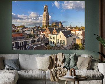 Cityscape Utrecht with Dom tower and clouds by Sander van Leusden