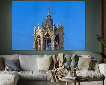 Gothic Spire of the Cathedral Tower against Blue Sky. by Sander van Leusden