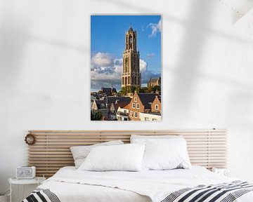 Dom tower Utrecht in Evening Light Above Roofs by Sander van Leusden