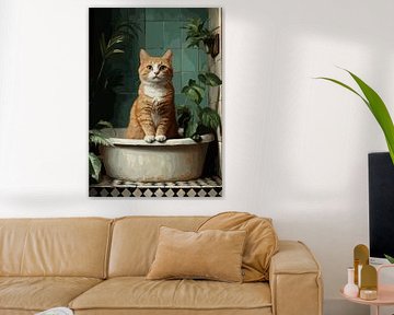 Cat in the Bathtub by R Pevitanada