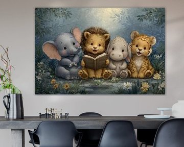 Cute safari animals with book in the jungle by MArt