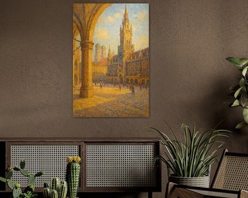 Marienplatz Canvas - Harmonie matinale de Munich