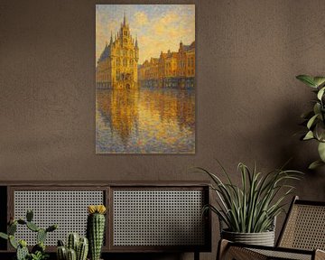 Le charme de Gouda sous la pluie - Réflexions sur la place du marché