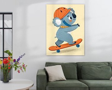 Niedlicher Koala auf Skateboard - lustige Cartoon-Tier-Illustration mit Helm von taufid hidayat