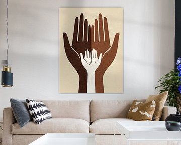 Minimalist Hands Wall Art - Familie Einheit, Liebe & Zusammengehörigkeit drucken von taufid hidayat