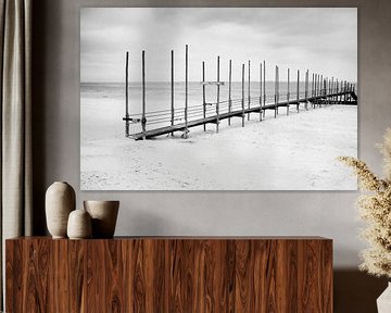 Jetty to ferry from Texel to Vlieland (Netherlands) in black and white by Birgitte Bergman