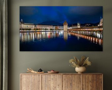 Chapel Bridge by night by Leopold Brix