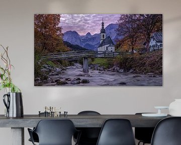 Twilight on the Ramsauer Ache - Pfarrkirche St. Sebastian by Teun Ruijters
