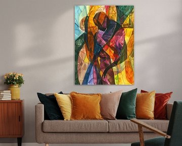 Woman Veil | Yellow Abstract Shapes