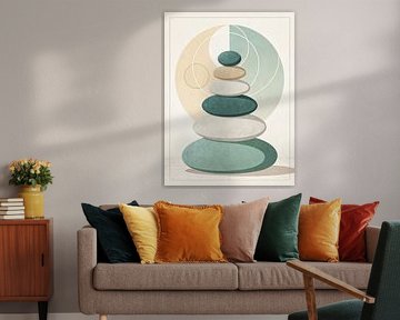 Balanced Harmony – Minimalist Zen Stones Wall Art by taufid hidayat