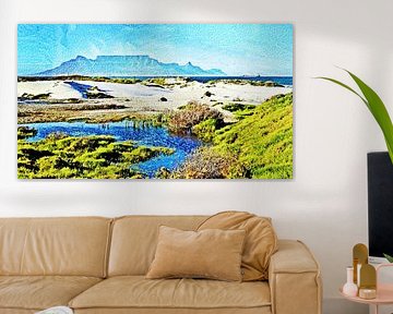 Table Mountain in Cape Town mixed media by Werner Lehmann