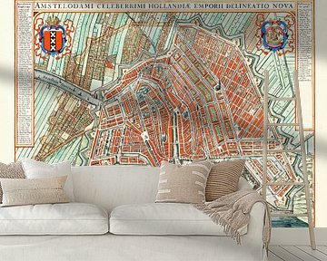Amsterdam Oude Kaart Plattegrond  van Amsterdam 1652 Stadsgezicht Amsterdam Stadsplattegrond