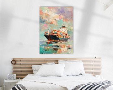 Impressionistisches Containerschiff von Niklas Maximilian