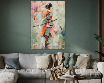 Dynamic samurai figure in colourful kimono by Niklas Maximilian