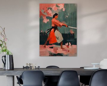 Dynamic samurai lady with sword by Niklas Maximilian