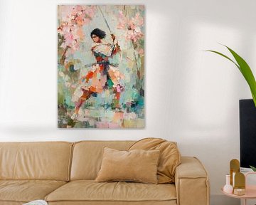 Flowing samurai figure with sword by Niklas Maximilian