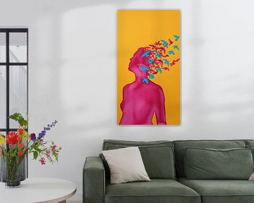 Mental Liberation Abstract Poster | Vibrant Magenta & Cyan Freedom Wall Art by Creative On Site