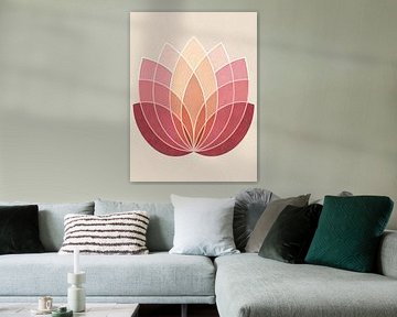 Elegant Lotus Bloom - Art mural floral géométrique minimaliste sur taufid hidayat