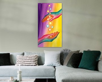 Energy Flow Between Hands – Vibrant Healing Art Poster by Creative On Site