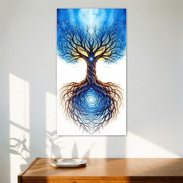 Celestial Tree of Life – Cosmic Roots and Stars Wall Art Poster