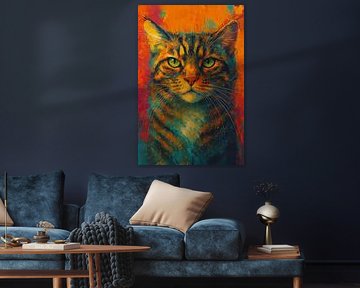 Cypress cat in expressive colourful image