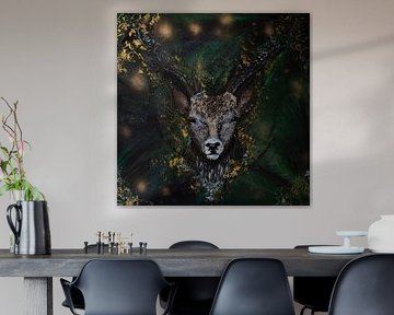 Deer in the enchanted forest by Karin Oswald