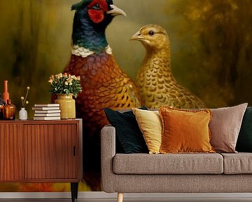 Pheasants in autumn by Preet Lambon