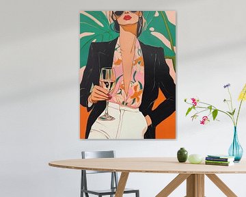 Strong woman with wine by Olga Wildrose
