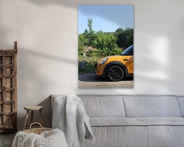 Orangener Mini am Straßenrand von Leopold Wall