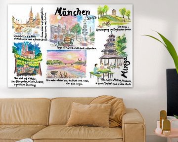 Munich Bavière Journée parfaite Croquis de voyage et souvenirs Art - Version française