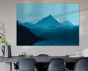 Berglandschaft Mondlicht in blauer Stille