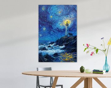 Phare sous un ciel étoilé 02 sur Matthias Hauser