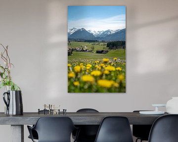 Spring with snow in the Allgäu mountains and a view of Oberstdorf by Leo Schindzielorz